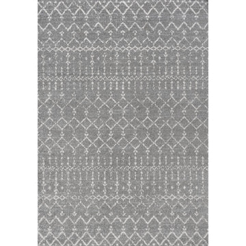 Moroccan Hype Boho Vintage Diamond Area Rug Gray/Ivory